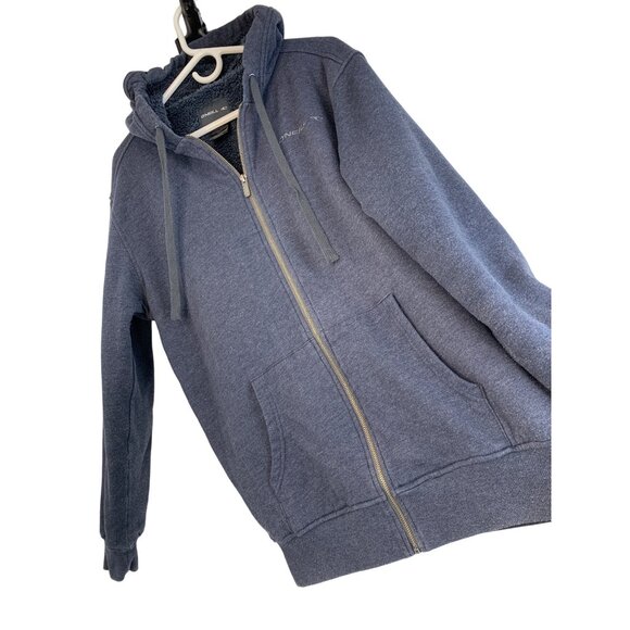 Mens O'Neill Zip Front Sweatshirt Hoodie Fur Lined Longline Cozy Warm GUC 7010 - Picture 1 of 13